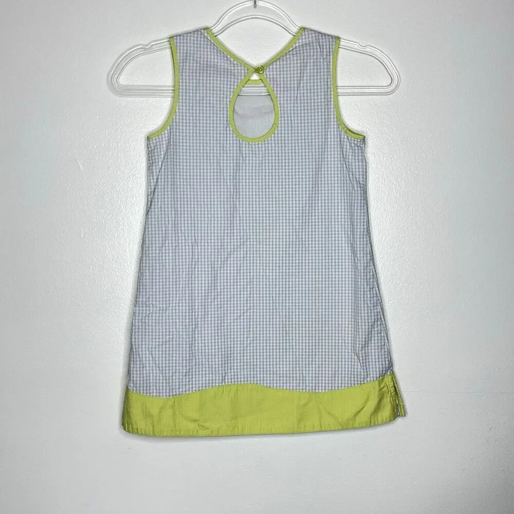 Gymboree A Bird’s Life Blue Green Gingham Embroidered Dress Vintage Girls Size 8
